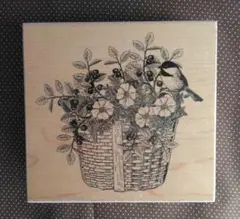 大きなスタンプ*花かご*小鳥*新品未使用