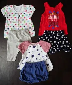 【90サイズ／6枚セット】元気カラーの6枚セット！保育園等のお着替えにも！