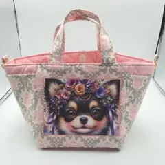 ❣️Prettyなチワワちゃんのサイドポケット付きトートバッグ❣️
