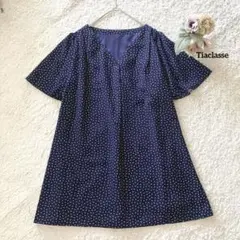 ティアクラッセ 半袖チュニック L ドット柄 Vネック Tiaclasse