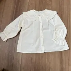 a.v.v アイボリー フリル襟 長袖シャツ