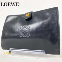 LOEWE ロエベ クラッチバッグ アナグラム ゴールド金具 黒 レザー
