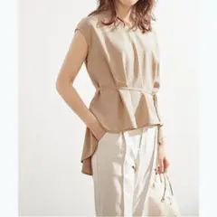 ✨未使用✨ ユアーズ フレンチスリーブ ブラウス 半袖 リボン グレージュ M