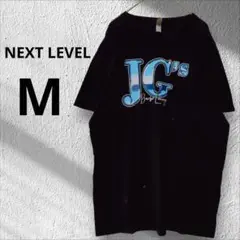 NEXT LEVEL 黒 青文字ロゴ Tシャツ M バックプリント