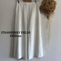 【ストロベリーフィールズ】 FREE♪ ガウチョパンツ ゆったり 無地 ホワイト