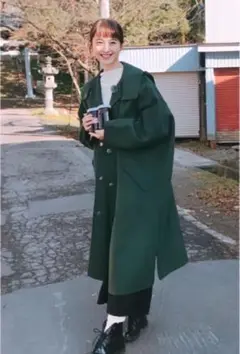 【美品】ルシェルブルー 佐々木希さん着用 フーデッドオーバーコート