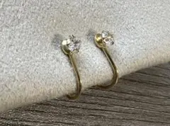 【匿名配送】【美品】ゴールド　クリスタルイヤリング