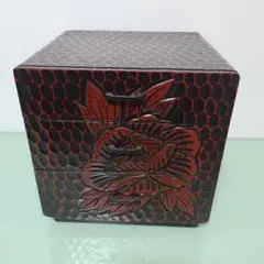 鎌倉彫　彫刻　漆器　３段引き出し　ミニ小箱　書物　書斎　和風　木製　昭和レトロ