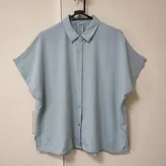 美品　薄い緑色 半袖ボタンシャツ　きちんと感　ラク　L ゆったり