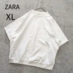 ザラ　厚手半袖トレーナー　デニム地　白　XL　ビッグサイズ　ゆるダボ　4847