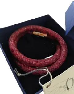 新品 スワロフスキー SWAROVSKI 2連 ブレスレット レッド系 Sサイズ