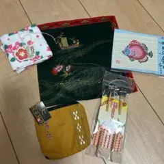 沖縄　伝統的なハンカチと小物入れセット　5点