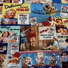 ‪ஐ‬⋆*レトロなアメリカンKellogg's 生地約45×110