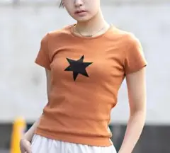 X-girl オレンジ 半袖Tシャツ 黒い星プリント M