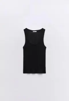 zara リブストラップトップス Sサイズ ブラック