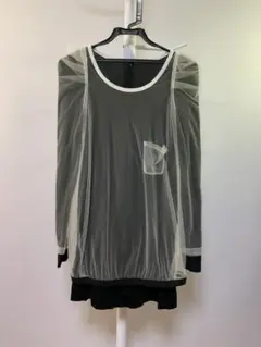 avieアビィ 黒白チュールトップスカットソー