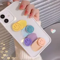 クリアケース iPhone12 iPhone12Pro スマイル 絵具 韓国