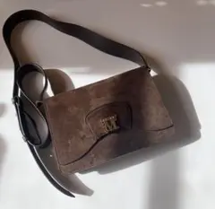 【送料込】MaxMara スエード ショルダーバッグ ブラウン