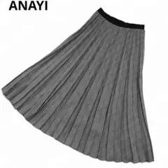 ANAYI アナイ チェックプリーツスカート 36 ブラック ゴム