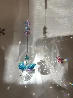 光りの天使シリーズ　癒しを届ける水色の天使と星　お守り　約30cm