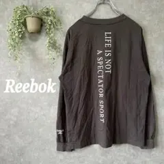 リーボック　ロンT　カットソー　長袖【M】綿100%　ロゴ刺繍　ダークグレー