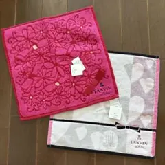 未使用　LANVIN en Bleu タオルハンカチ2枚　ランバンオンブルー