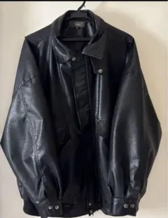 【CLEL】ヴィンテージデザイン 合皮 ブルゾン レザージャケット