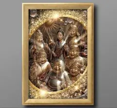 七つの福が集い未来を照らす七福神　開運グラフィック　額縁付き