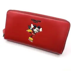 コーチ ディズニー ミッキー 長財布 アイススケート コラボ レッド