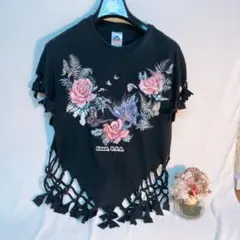 ALSTYLE ブラック フリンジ Tシャツ Ｍサイズ GAMU.USA レアT