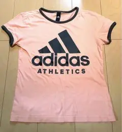 adidas サーモンピンク半袖Tシャツ