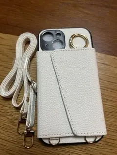 最終値下げiPhone15、14ショルダーレザー スマホケース 鏡カード収納新品