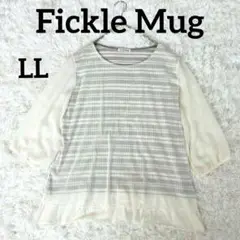 【Fickle Mug】レイヤードカットソー　LL　アイボリー　サマーチュニック