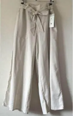 ブージュルード ウエストベルトリネンワイドパンツ