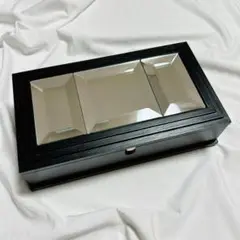 【新品未使用】木製×ガラス ジュエリーボックス ブラック