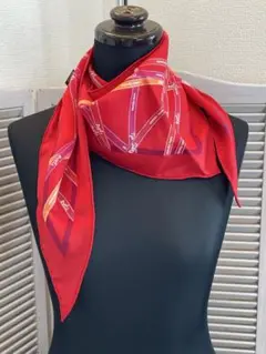 エルメス HERMES トライアングルスカーフ シルク リボン柄 超美品