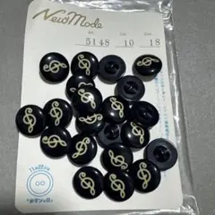 ご愛顧感謝価格！送料無料！レトロなボタン 音符 黒 15mm