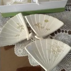 雲楽窯　扇型銘々皿三枚