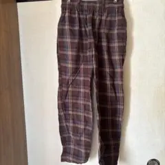 ブラウン系チェック イージーパンツ