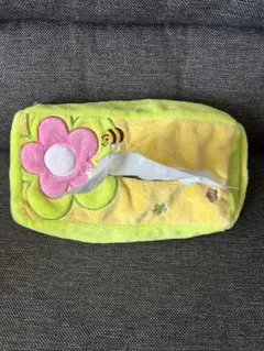 花と蜂 子供部屋に最適 黄色と黄緑のティッシュケース