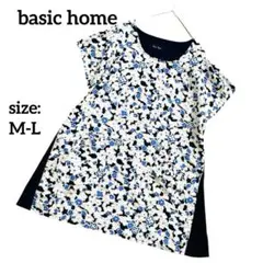 【美品】 半袖 チュニック カットソー フラワープリント 花柄 ゆったり 大きめ