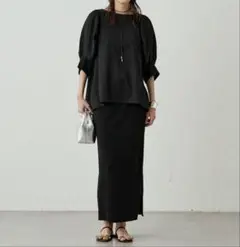 ラウンジドレス　ポンチZIPタイトスカート　L