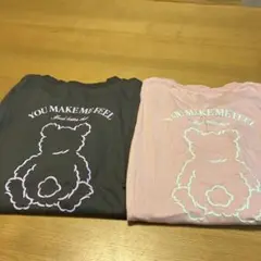 ピンクラテ接触冷感くまちゃんTシャツ　2枚セット160