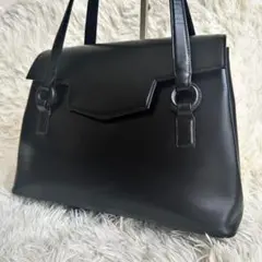 【最終価格美品】ハマノ 皮革工藝 レザー ハンドバッグ ソフィリア廃盤品ブラック