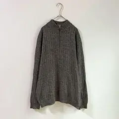 3367【HATADA】ハーフジップニット　プルオーバー　長袖　グレー　Ｌ