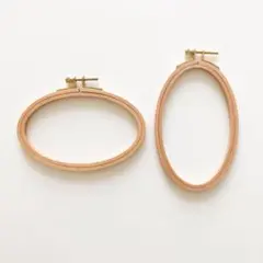 【小2枚】刺繍枠 フレーム 木製 楕円形 クロスステッチ ハンドメイド