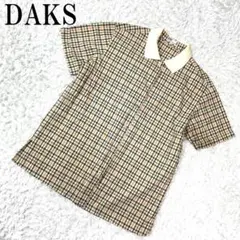 DAKS ダックス 半袖チェックシャツ ベージュ L B830