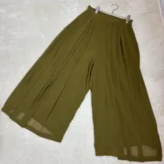 KURICA オリーブ色 プリーツ ガウチョパンツ　フリーサイズ　レディース