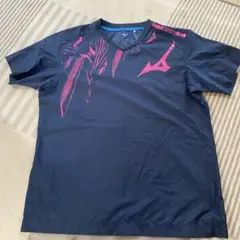 Mizuno Vネックシャツ L ネイビー/ピンク
