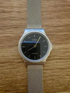 CASIO クォーツ 時計 黒文字盤 メッシュベルト